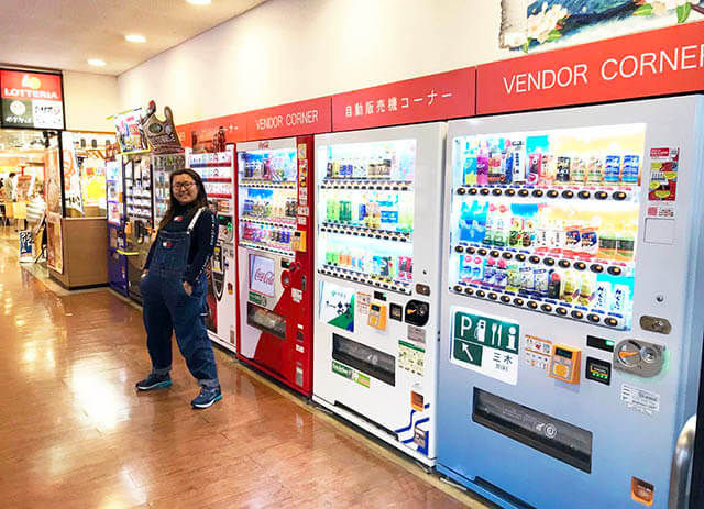 自動販売機を見て興奮するミンミンの写真